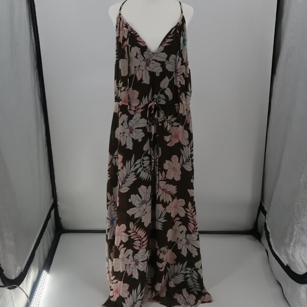 Sanctuary Women's Olive Green Pink Floral Maxi Dress Size 2X